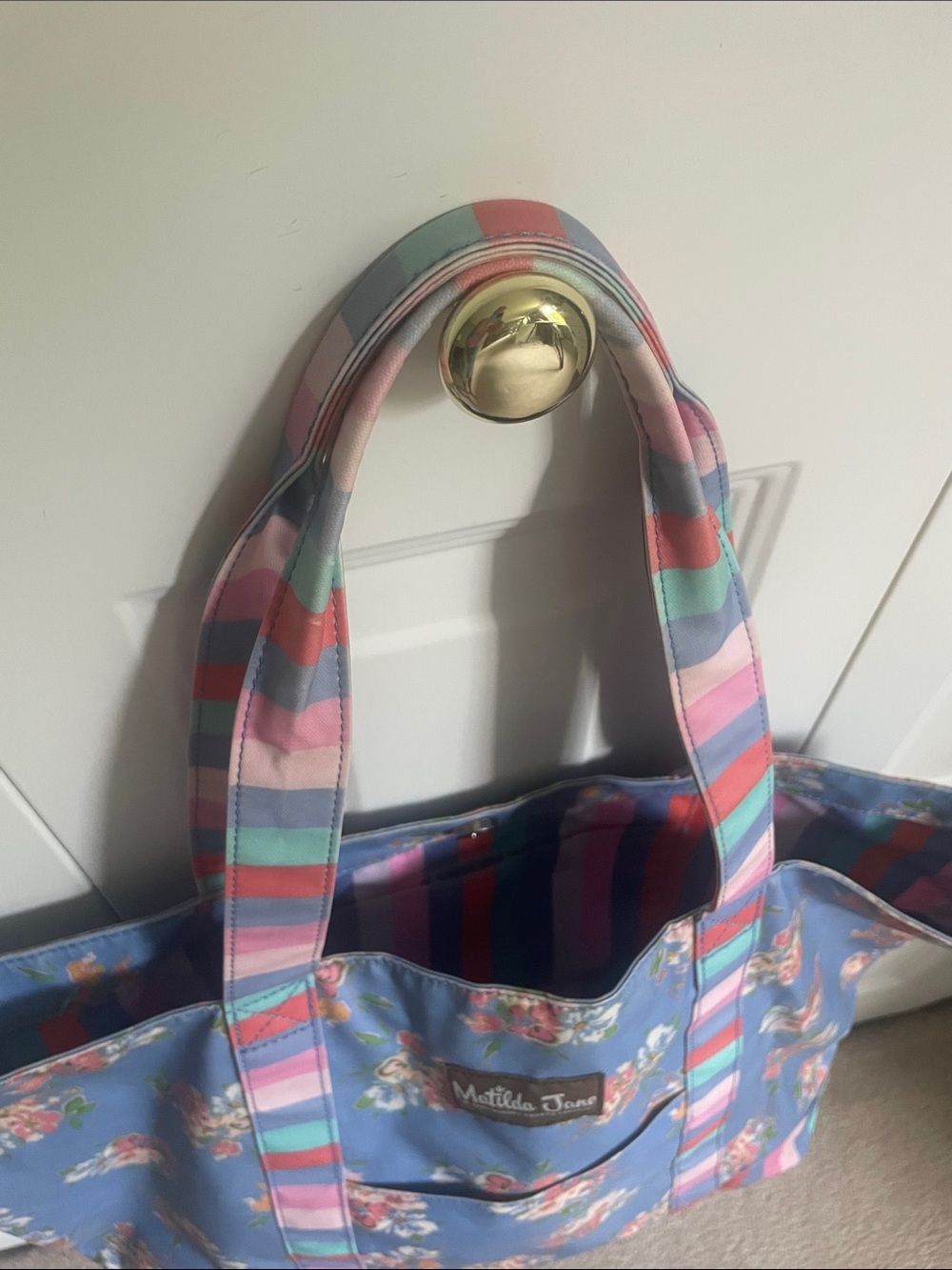 Matilda Jane Periwinkle Floral Tote with Stripe Trim - Picture 4 of 7